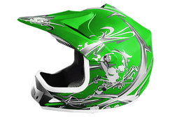 Mat groen kinder crossmotor helm
